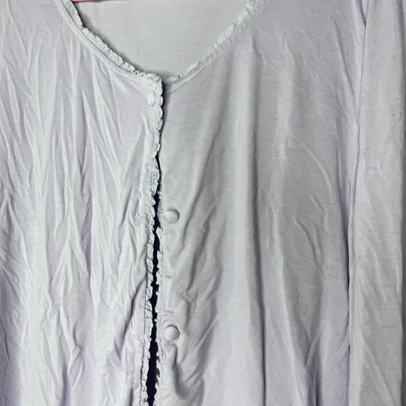 Cardigan lilac long sleeve button up ruffle frilly hem trim soft cozy comfy cute - Picture 4 of 8
